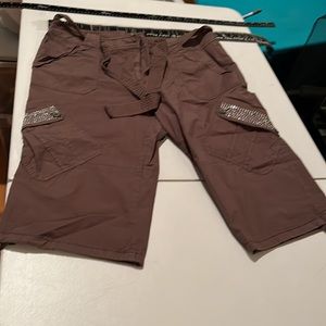 INC International Concepts 12 brown cargo capris/ cropped rhinestone on pockets